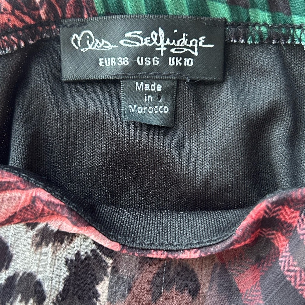 Miss Selfridge Floral Patchwork Mini Dress - Green, Pink, Black - Picture 6 of 6